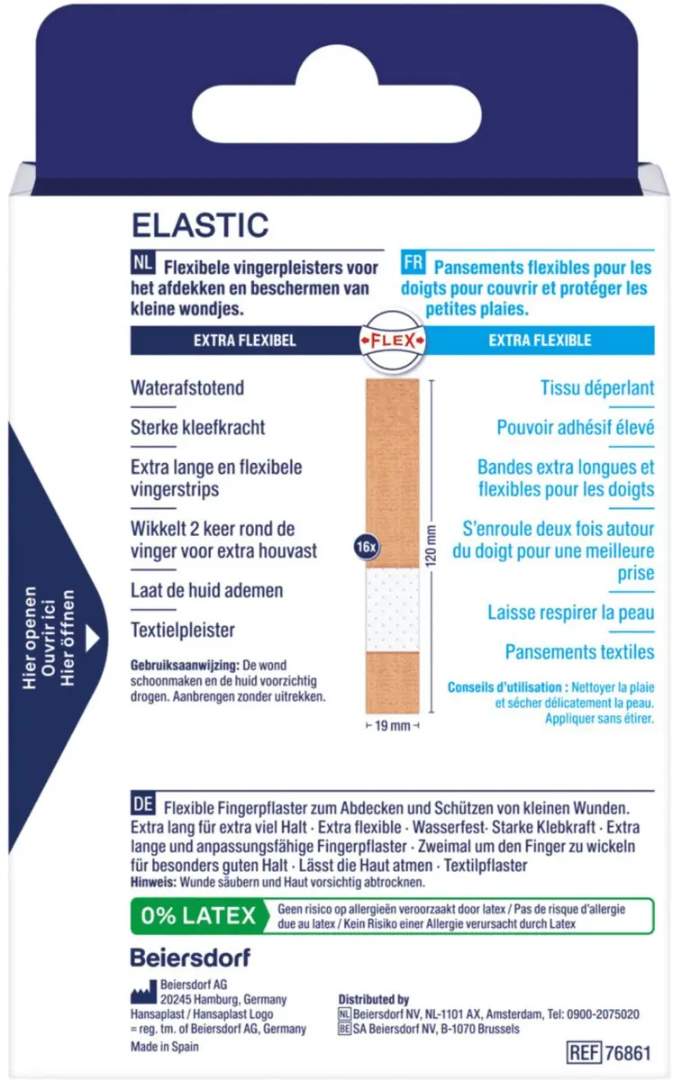 Hansaplast Elastic Pleisters 19x120mm - 16 Stuks - Beige