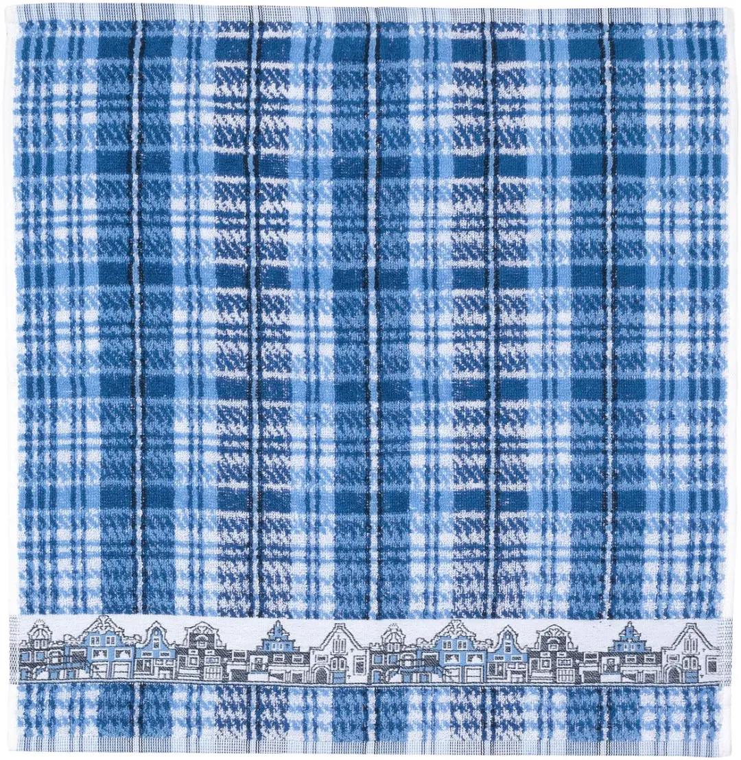 Twentse Damast Keukendoeken Grachtenpanden Zwart - 6 Stuks 50x55cm - afbeelding 2 van 2