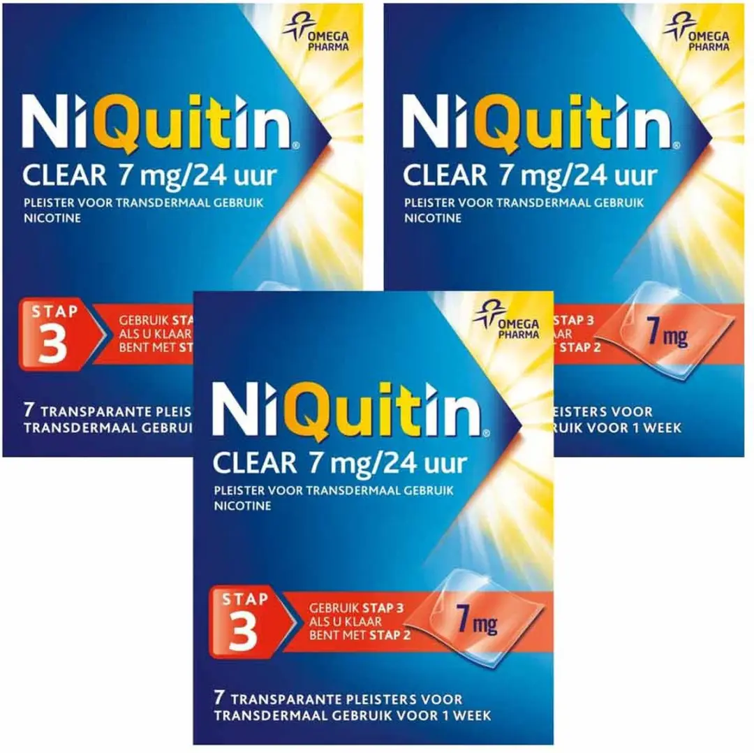 NiQuitin Clear Nicotinepleisters Stap 3 7mg - 21 Stuks