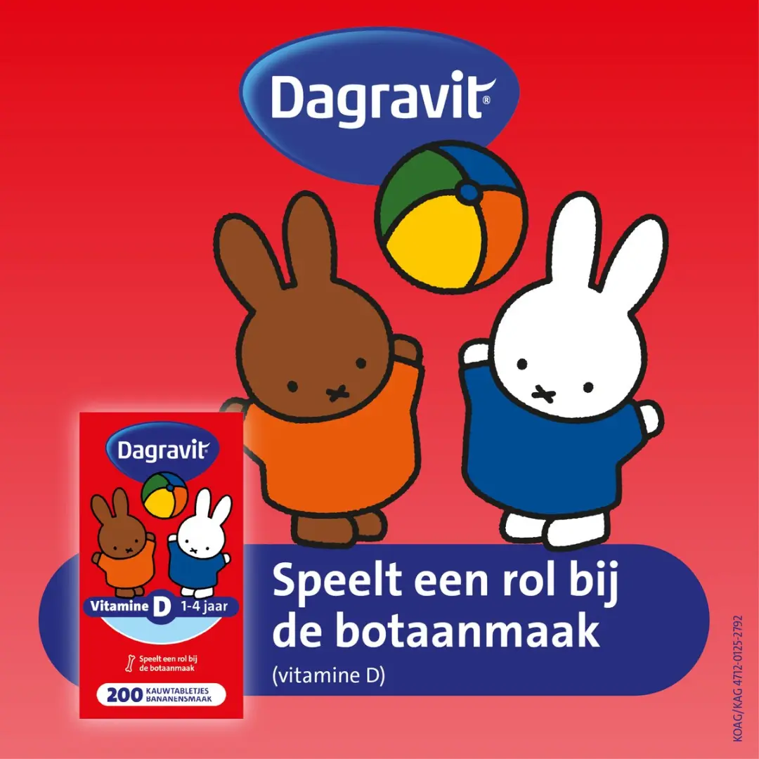 Dagravit Kids Vitamine D Kauwtabletten 200 Stuks - Bananensmaak
