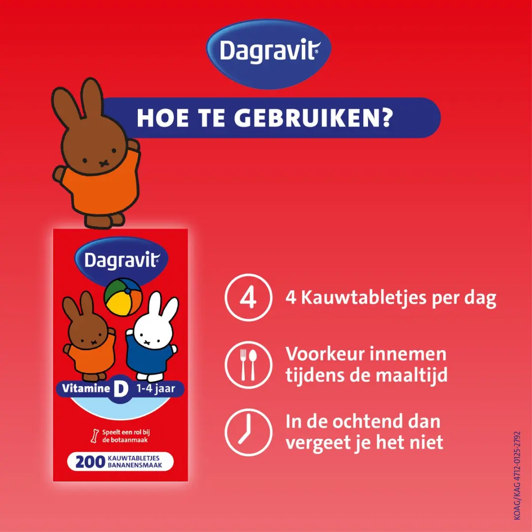 Dagravit Kids Vitamine D Kauwtabletten 200 Stuks - Bananensmaak