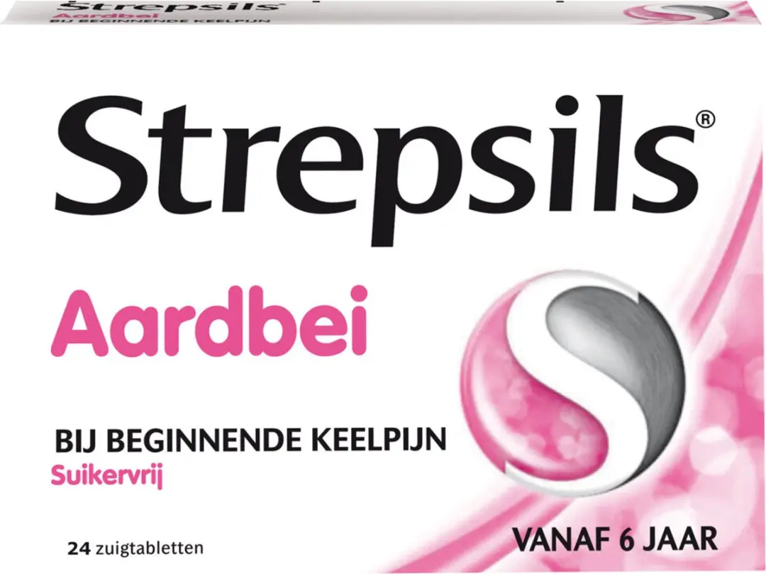 Strepsils Aardbei Suikervrij Zuigtabletten - 48 Stuks