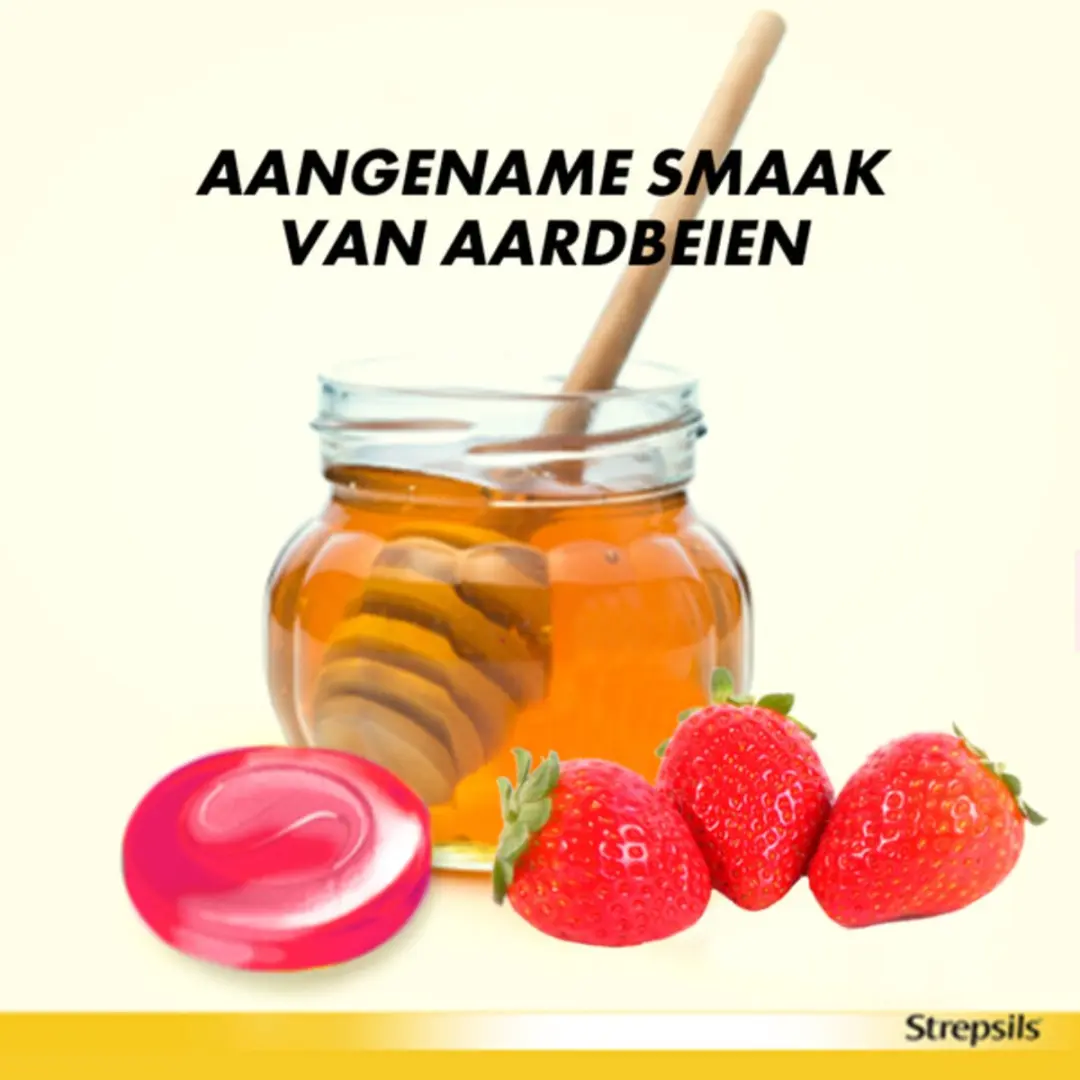 Strepsils Aardbei Suikervrij Zuigtabletten - 48 Stuks