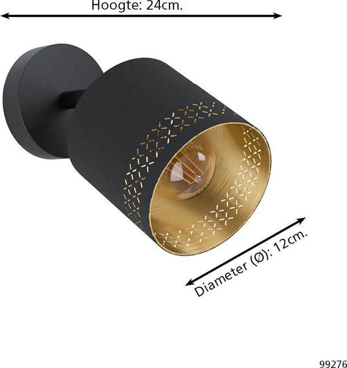 Eglo Esteperra Spot E27 - Ø12cm - Zwart/Goud - afbeelding 6 van 6
