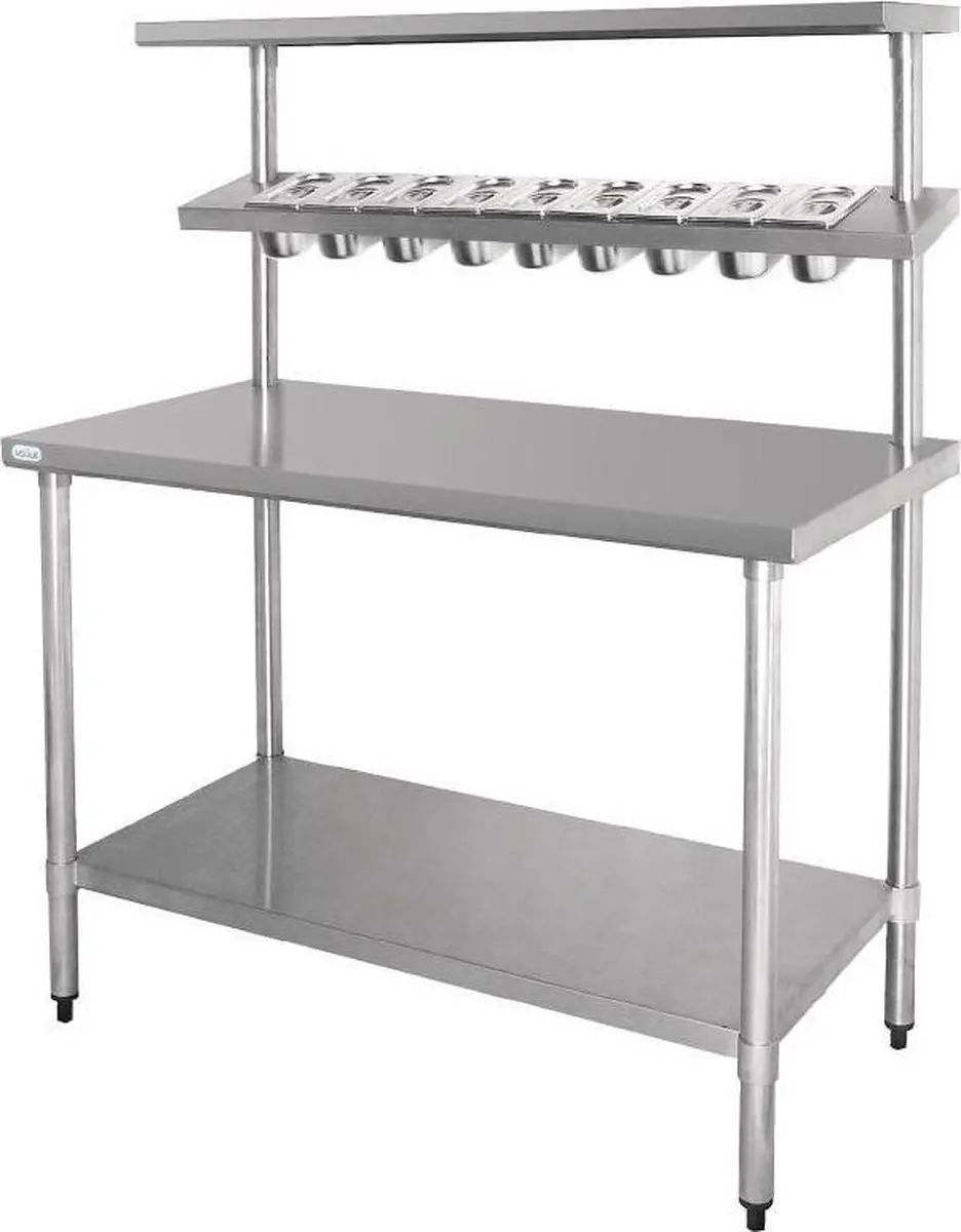 Vogue RVS Werktafel met Wandplanken