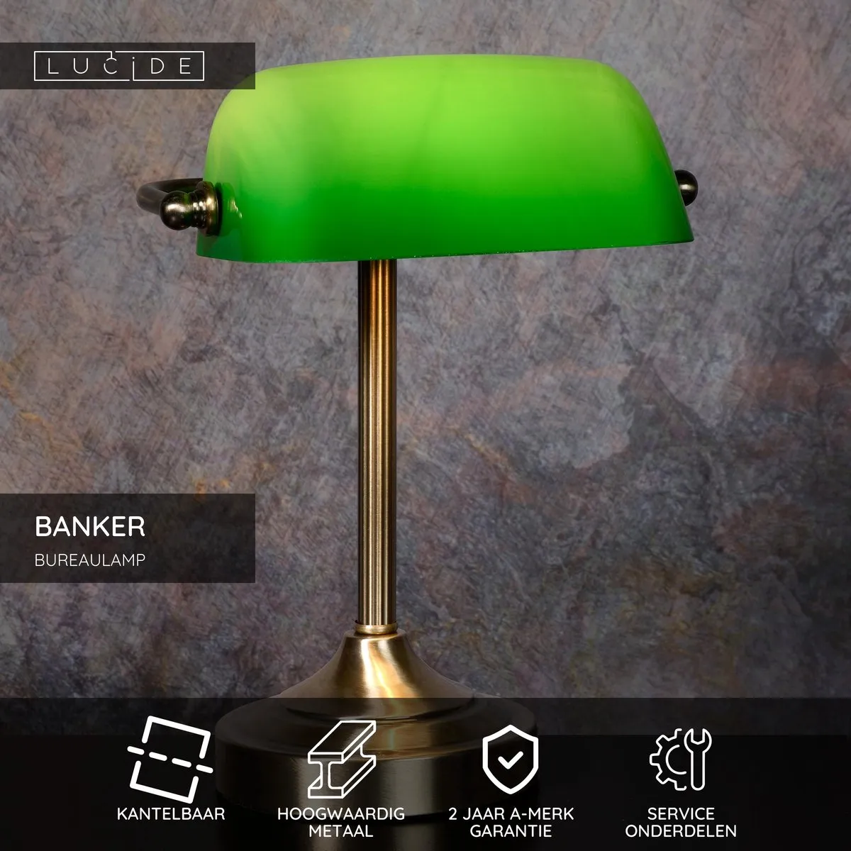 Lucide Banker Bureaulamp E14 - Brons