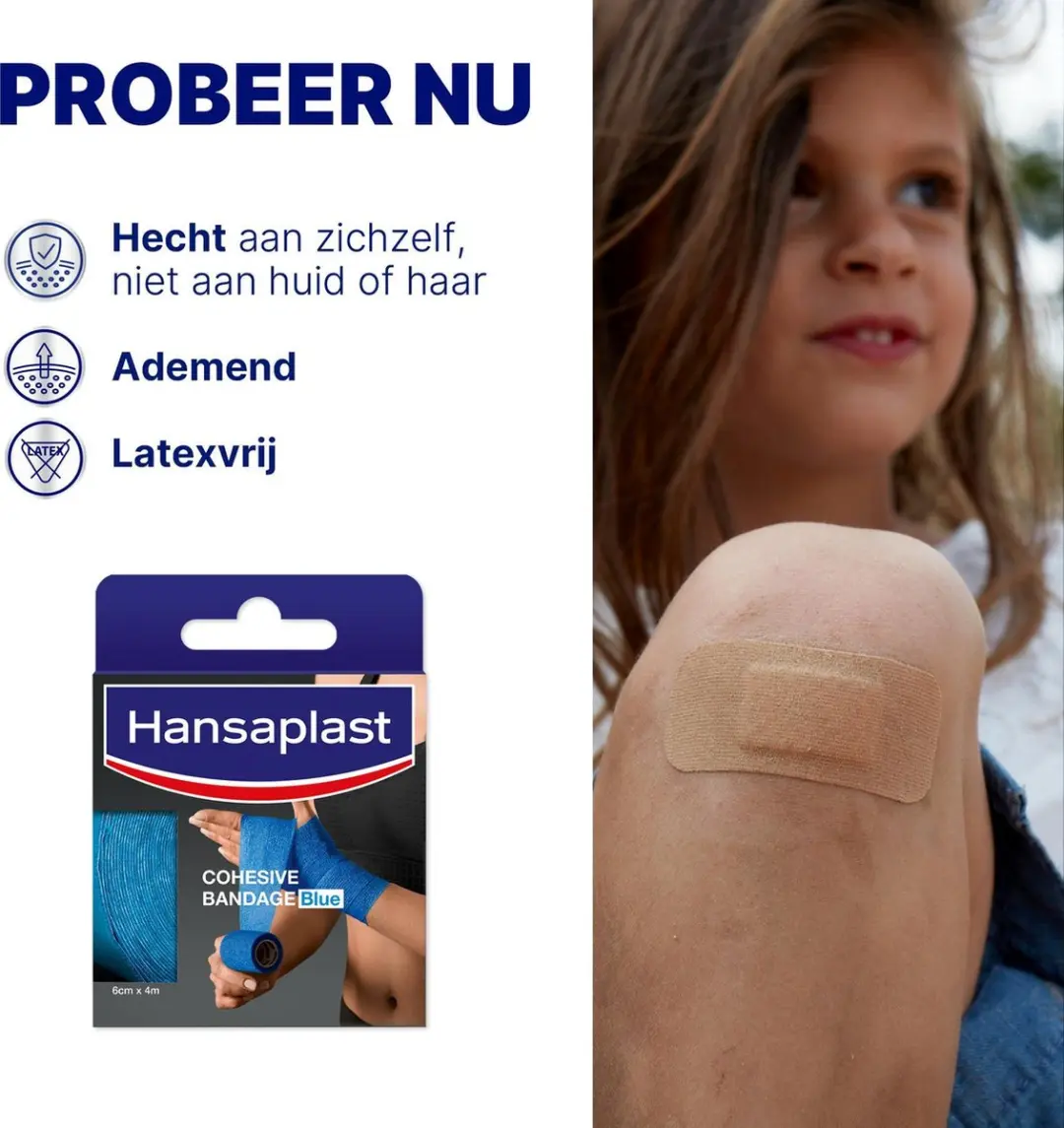 Hansaplast Cohesieve Bandage 4m - Blauw