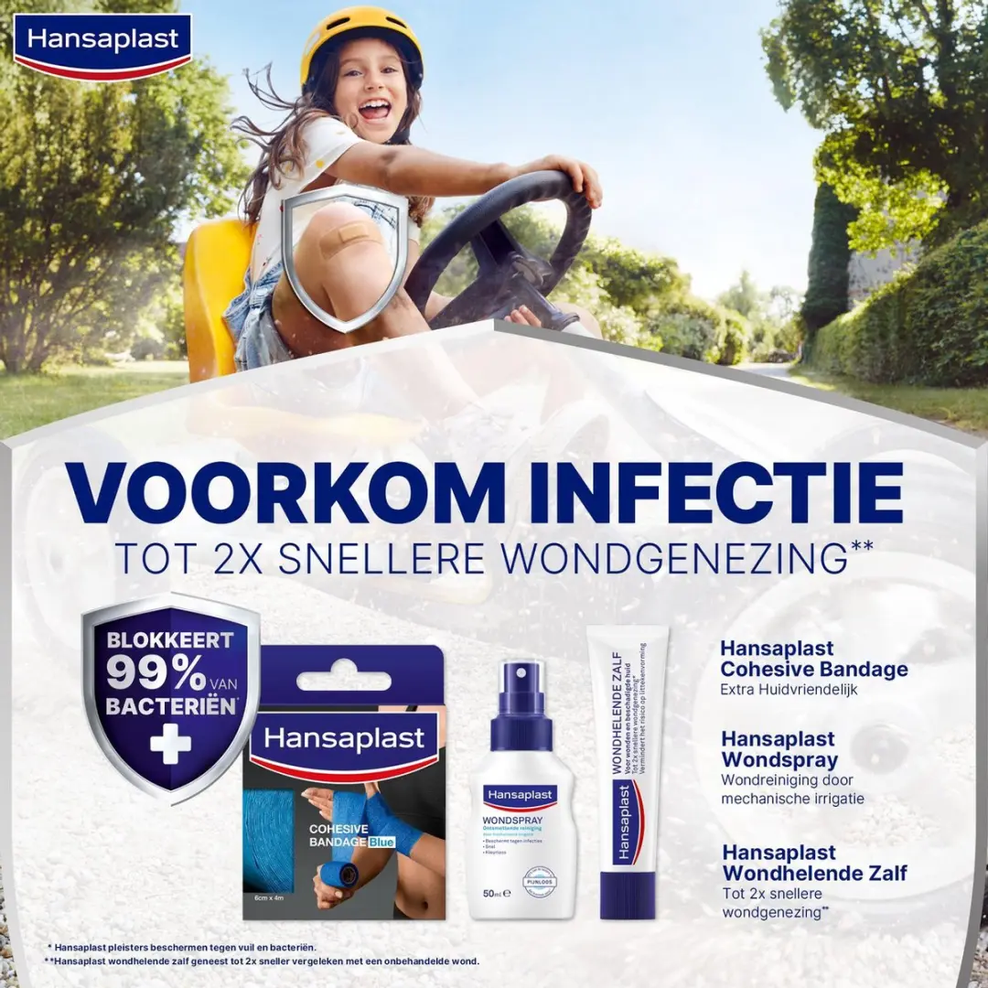 Hansaplast Cohesieve Bandage 4m - Blauw