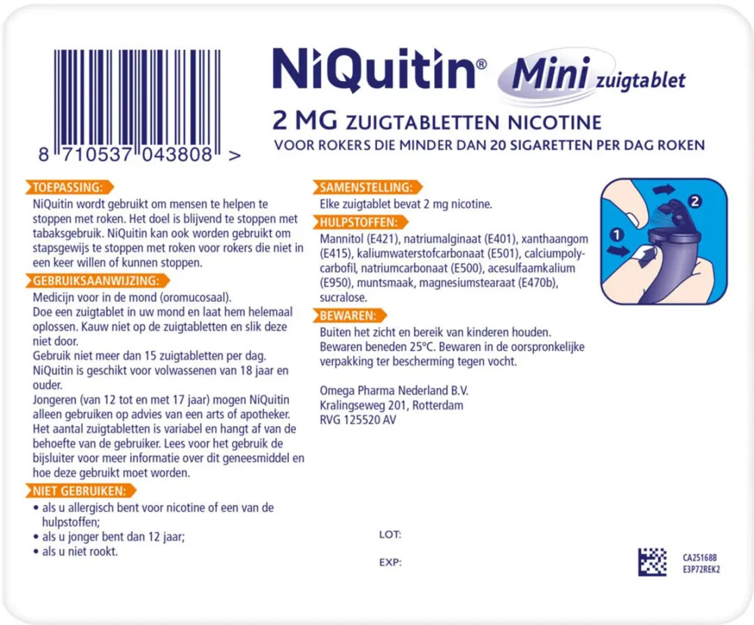 NiQuitin Mini Mint 2mg Zuigtabletten - 120 Stuks