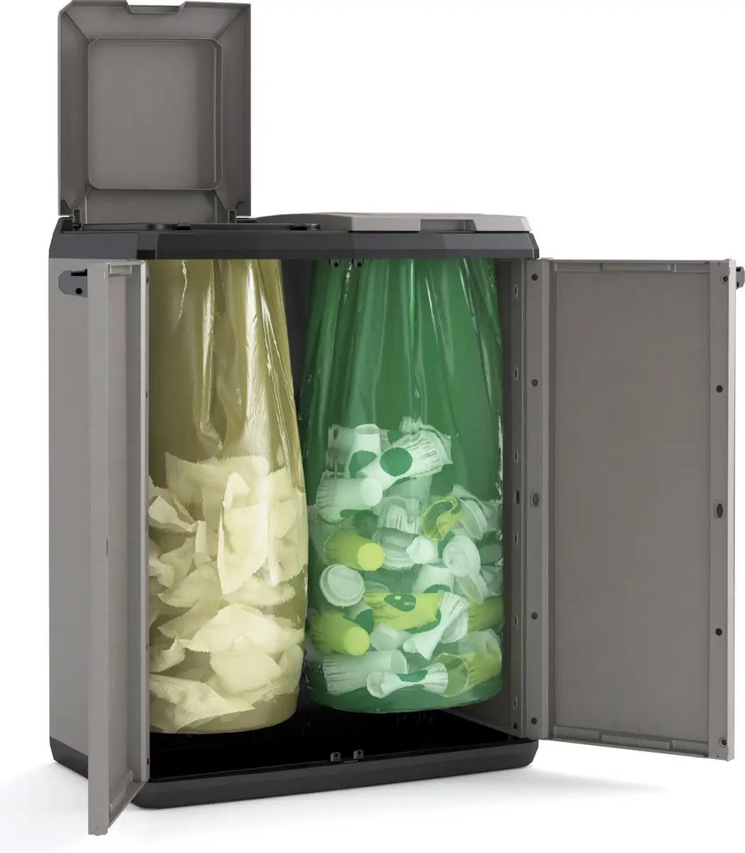 Keter Split Basic Recycling Vuilnisbak 220L - 68x39x85cm Grijs/Zwart