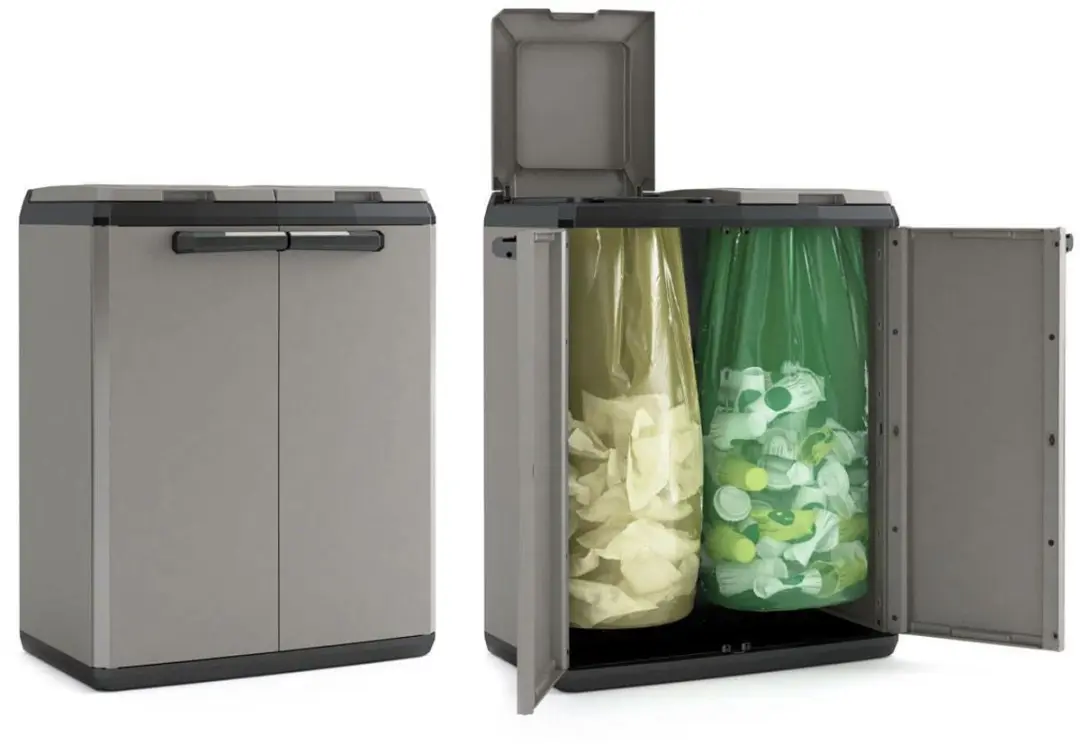 Keter Split Basic Recycling Vuilnisbak 220L - 68x39x85cm Grijs/Zwart