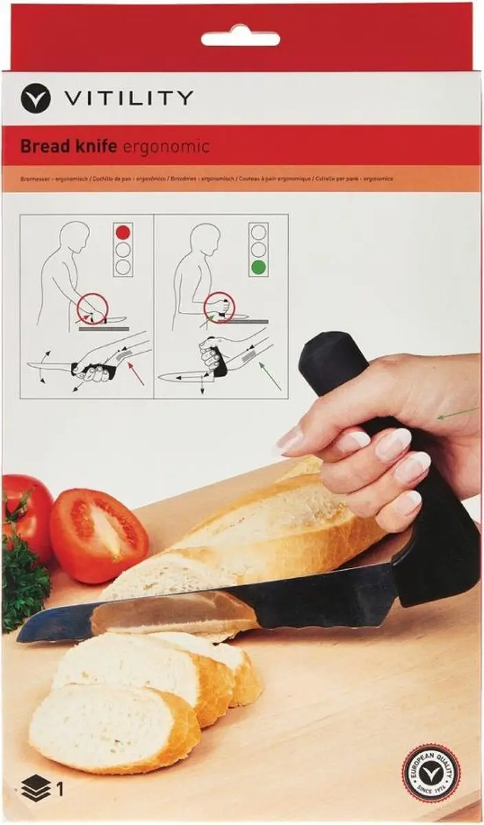 Vitility Broodmes - Ergonomisch - Zwart