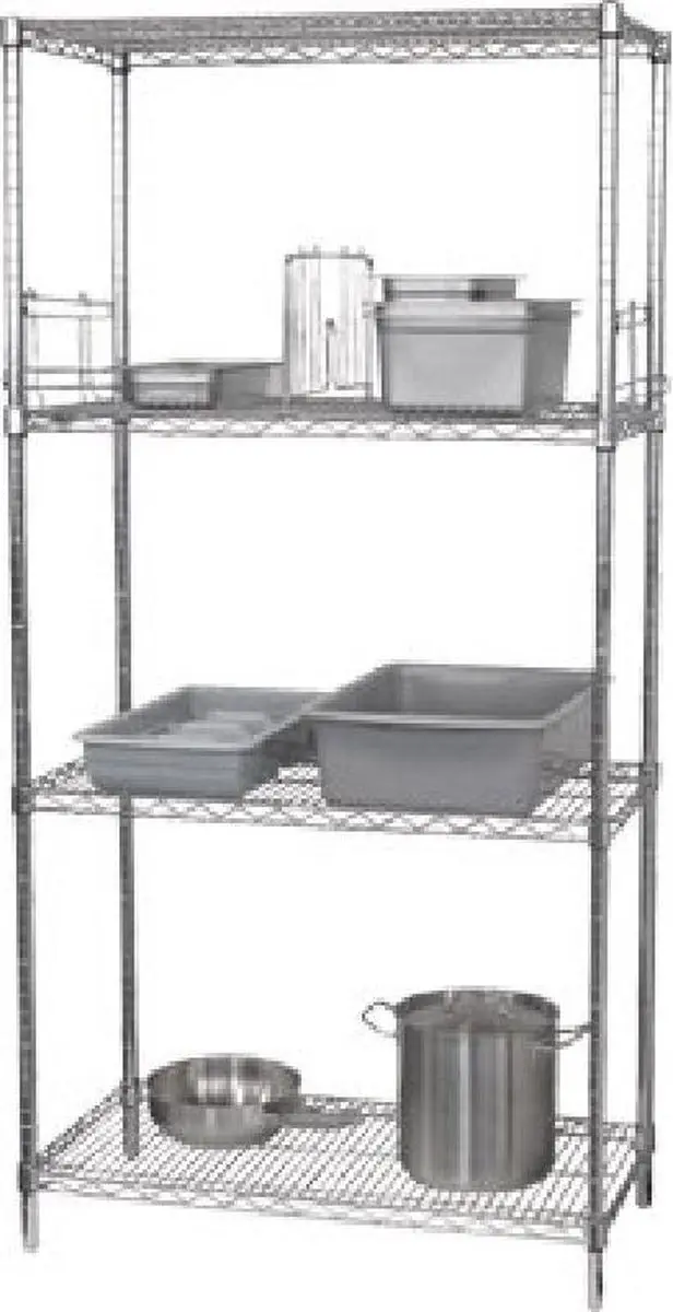 Vogue Voorraadrek 152.5x61cm - 4 Schappen - Zilver
