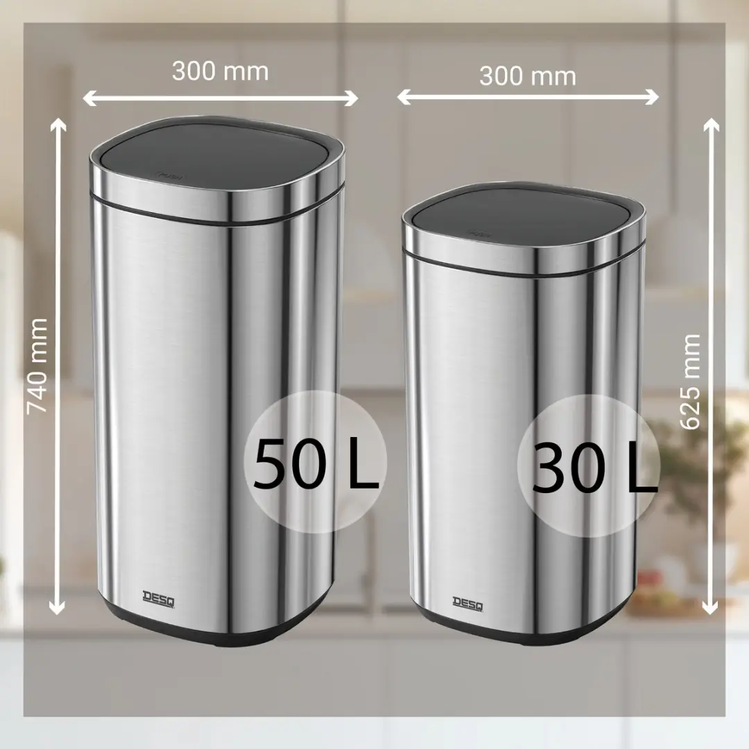 Desq Touch Prullenbak 6132.18 - 50L - Zilver