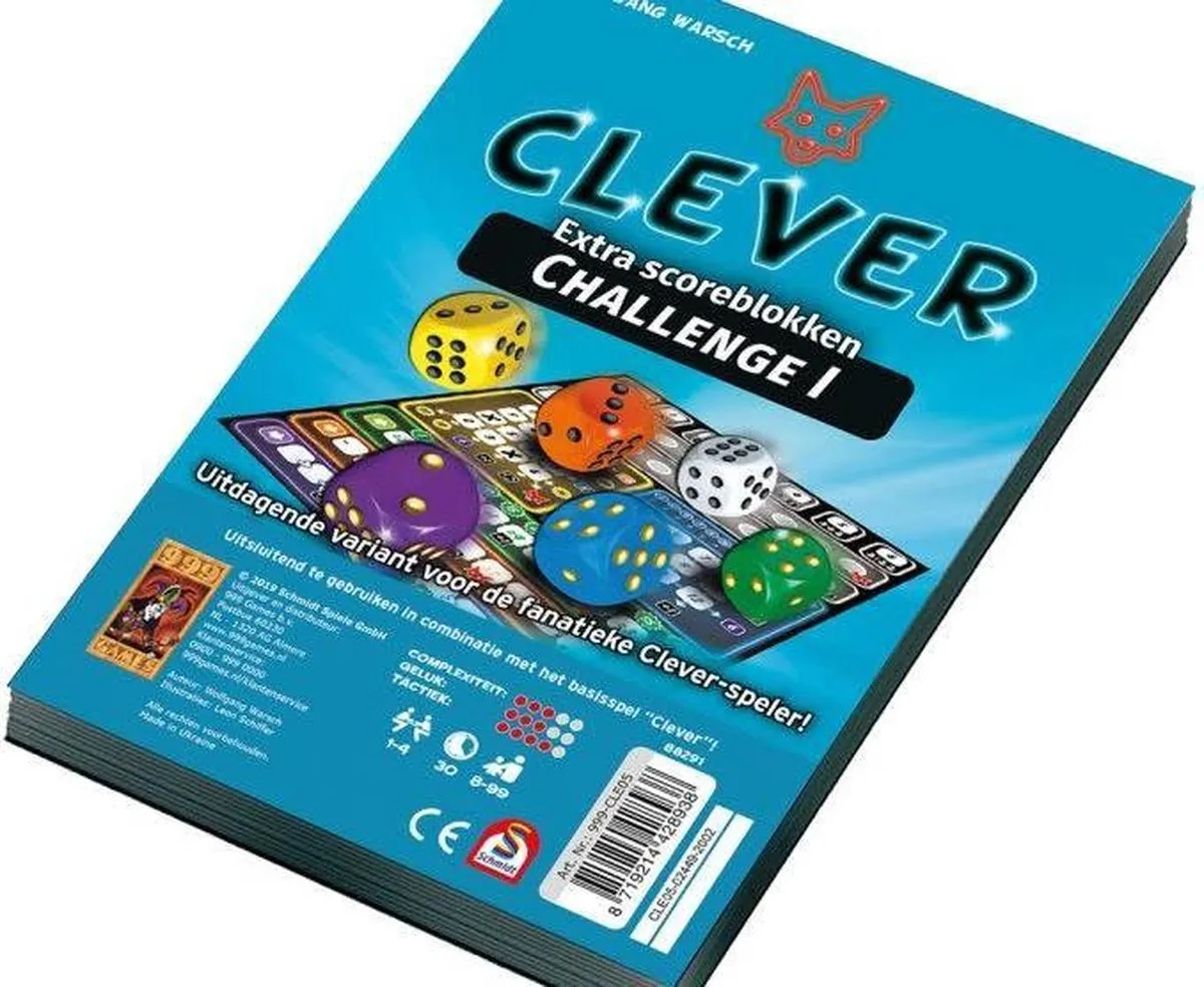 999 Games Clever Challenge Scoreblokken Dobbelspel - Multikleur