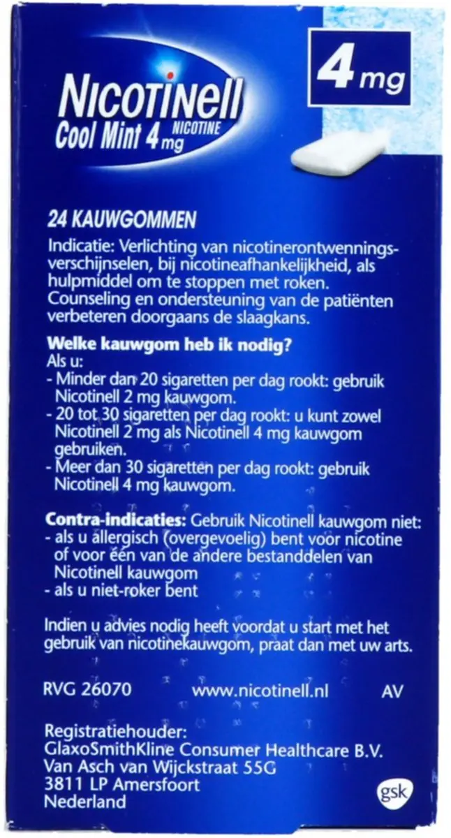 Nicotinell Kauwgom Cool Mint 4mg - 24 Stuks