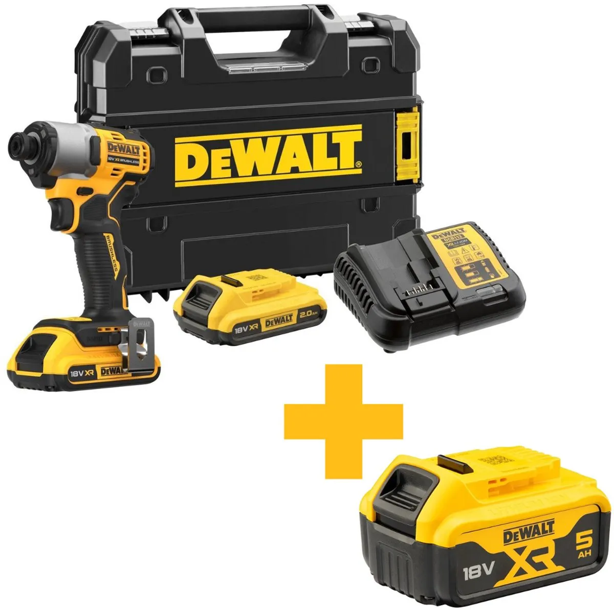 DeWalt DCF840D2T Accu Slagschroevendraaier 192Nm 18V XR - Geel/Zwart