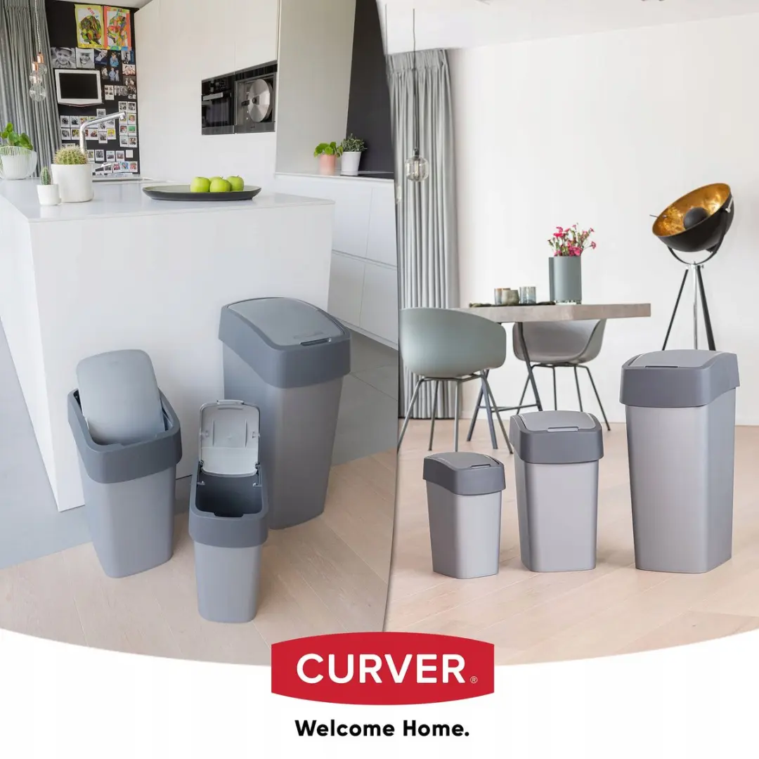 Keter Curver Flip Bin Prullenbak 9L - Zilvergroen