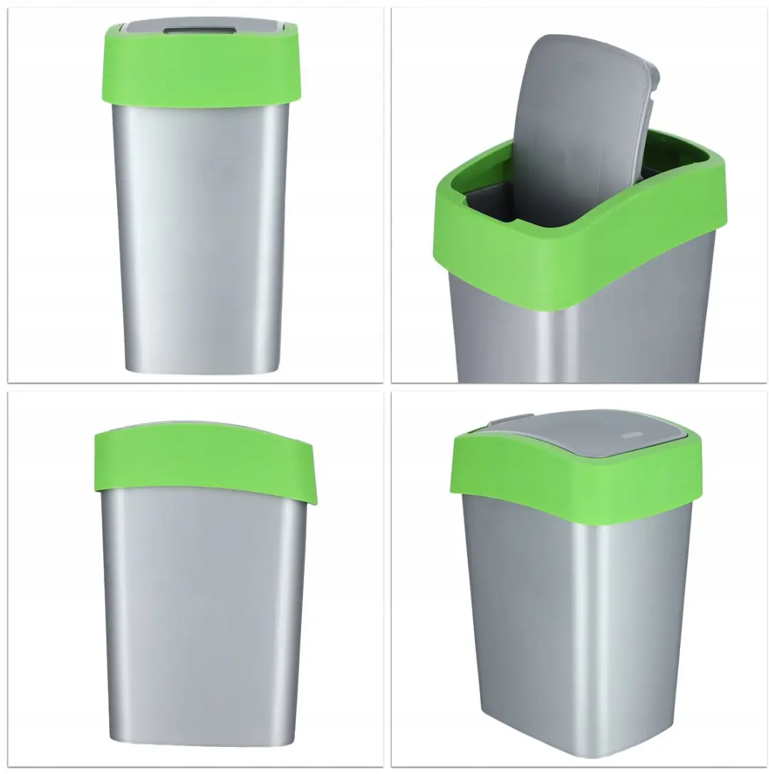 Keter Curver Flip Bin Prullenbak 9L - Zilvergroen - afbeelding 6 van 6