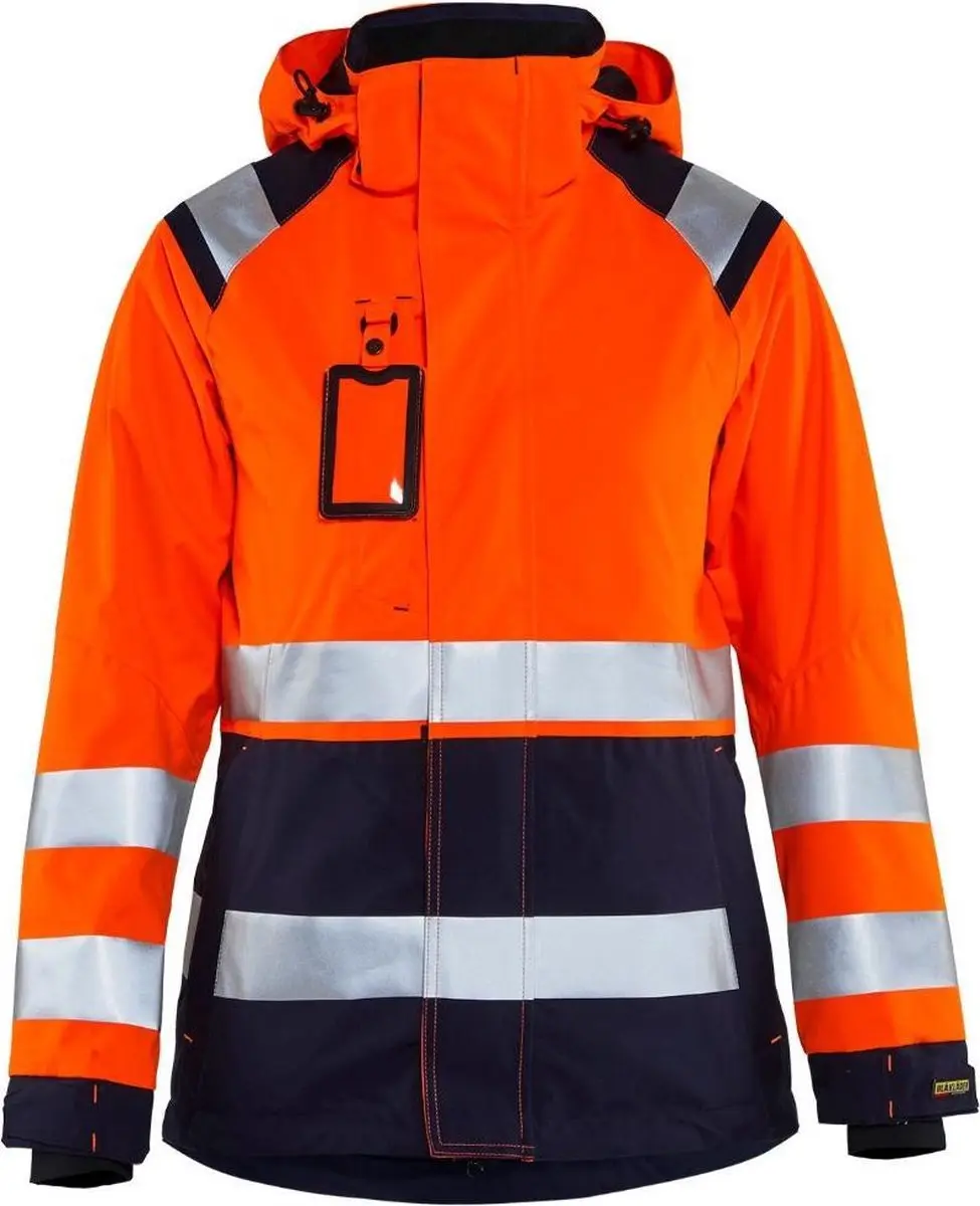 Blåkläder 4904-1987 Dames Shell Jack - High Vis Oranje/Marineblauw S