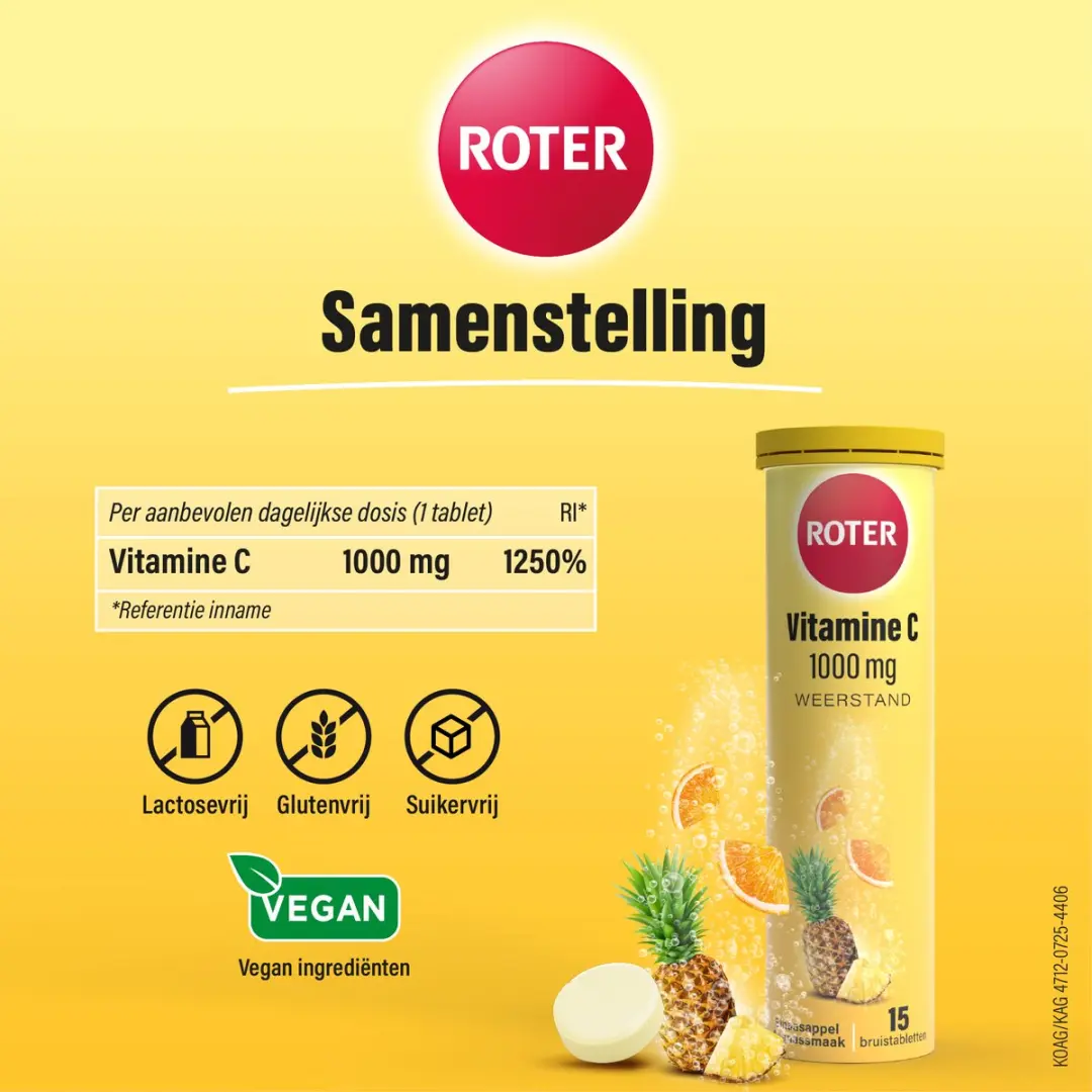Roter Vitamine C 1000mg Bruistabletten - 15 Stuks - Suikervrij