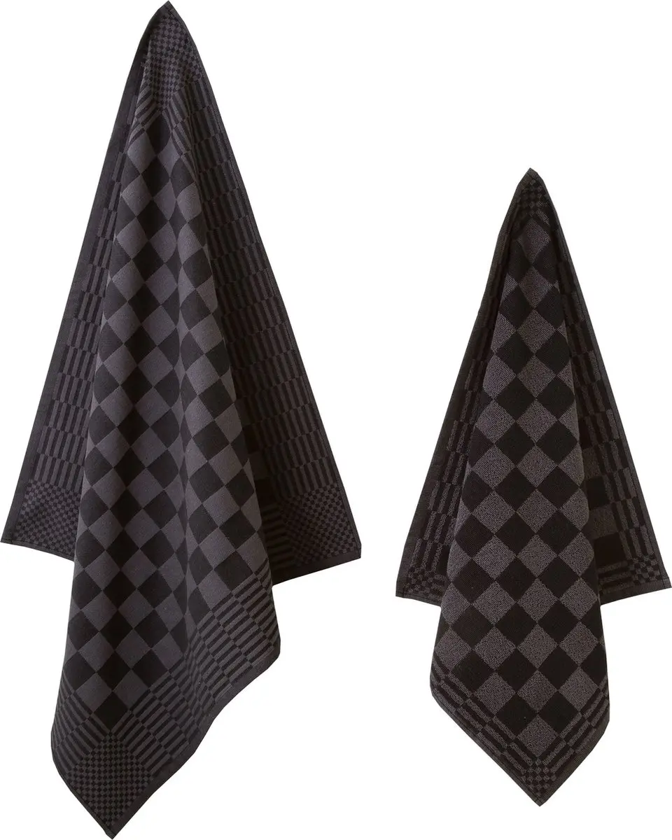 Ten Cate Theedoeken & Keukendoeken Set Zwart - 12 Stuks