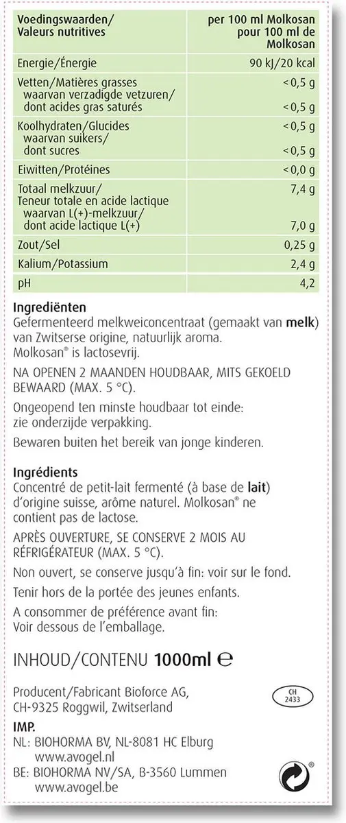 A.Vogel Molkosan Drank 1000ml - Lactosevrij