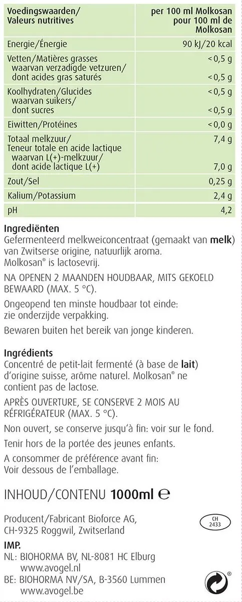 A.Vogel Molkosan Drank 1000ml - Lactosevrij