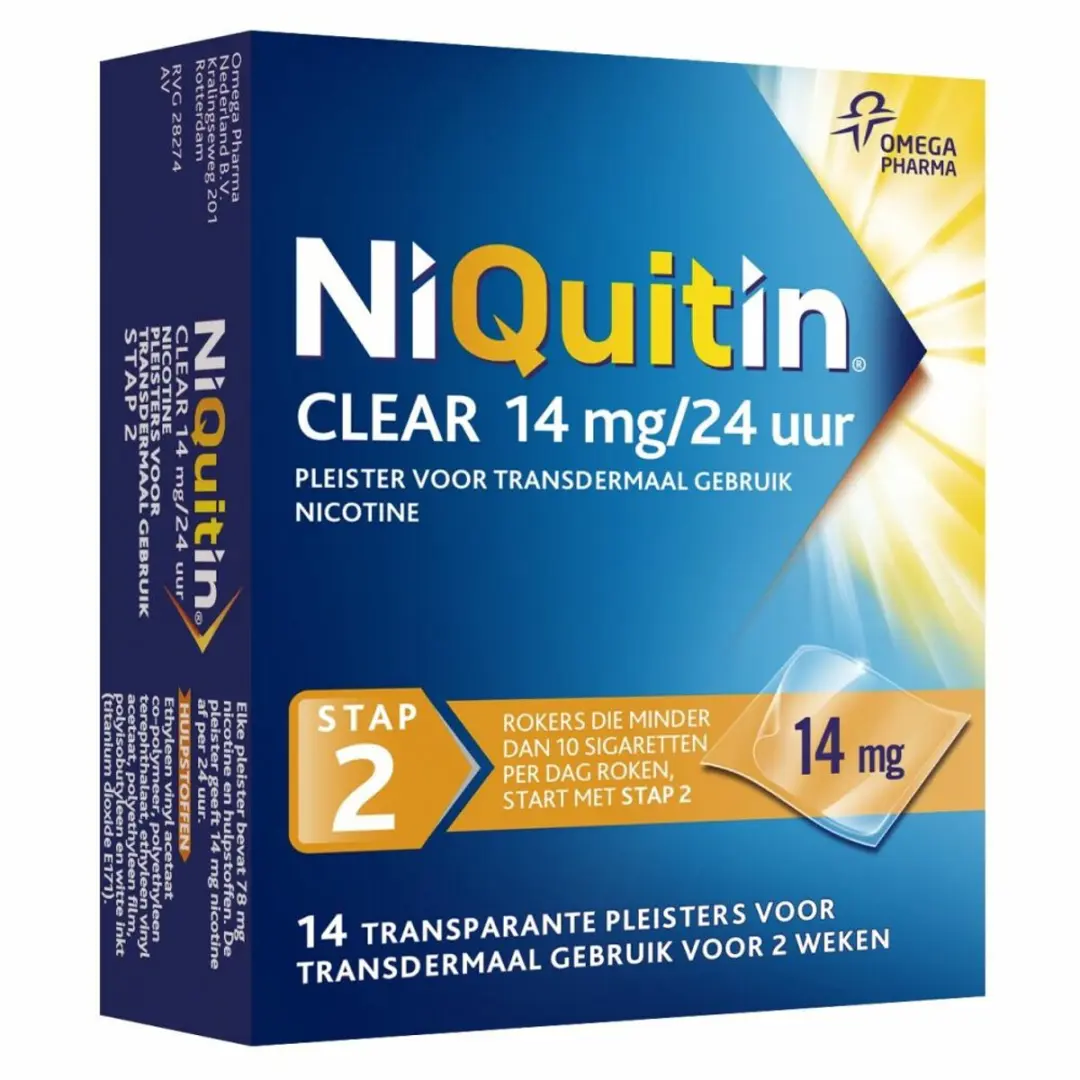 NiQuitin Clear Nicotinepleisters Stap 2 14mg - 28 Stuks