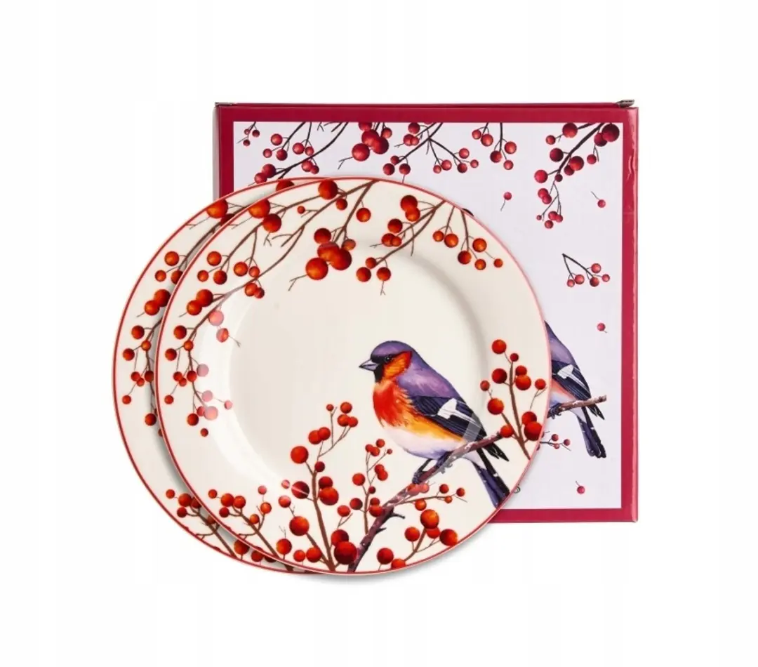Duo Kerst Vogels Porseleinen Dessertschalen 19cm
