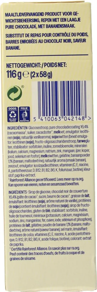 weCare Meal Replacement Bars Fruity Banana 116g