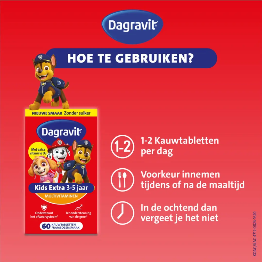 Dagravit Multivitamine Kids 3-5 Jaar Paw Patrol - 240g - 4x60 Kauwtabletten