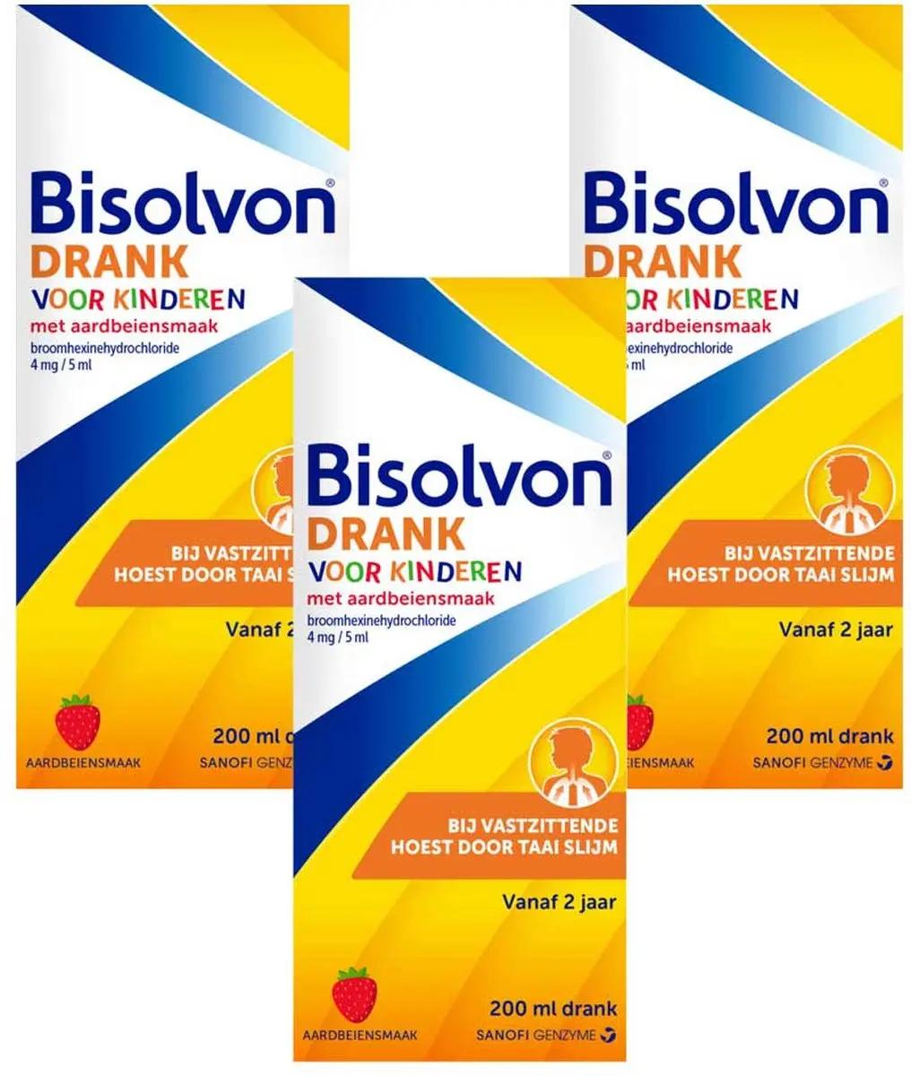 Bisolvon Drank Voor Kinderen Aardbeiensmaak - 600ml (3x200ml)