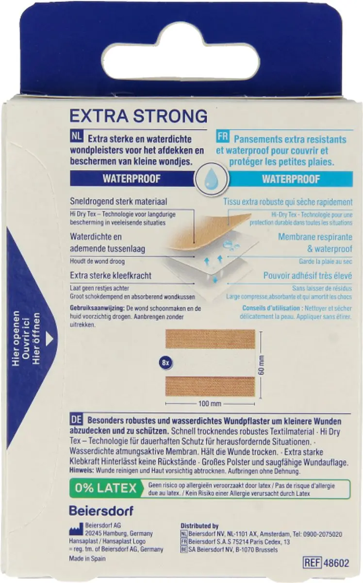 Hansaplast Extra Strong Waterproof Pleisters 80x6cm - 8 Stuks