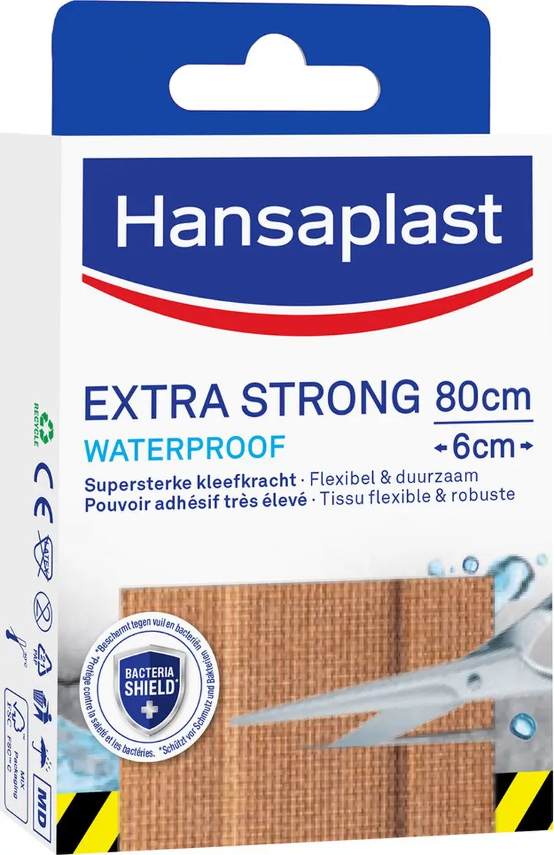 Hansaplast Extra Strong Waterproof Pleisters 80x6cm - 8 Stuks