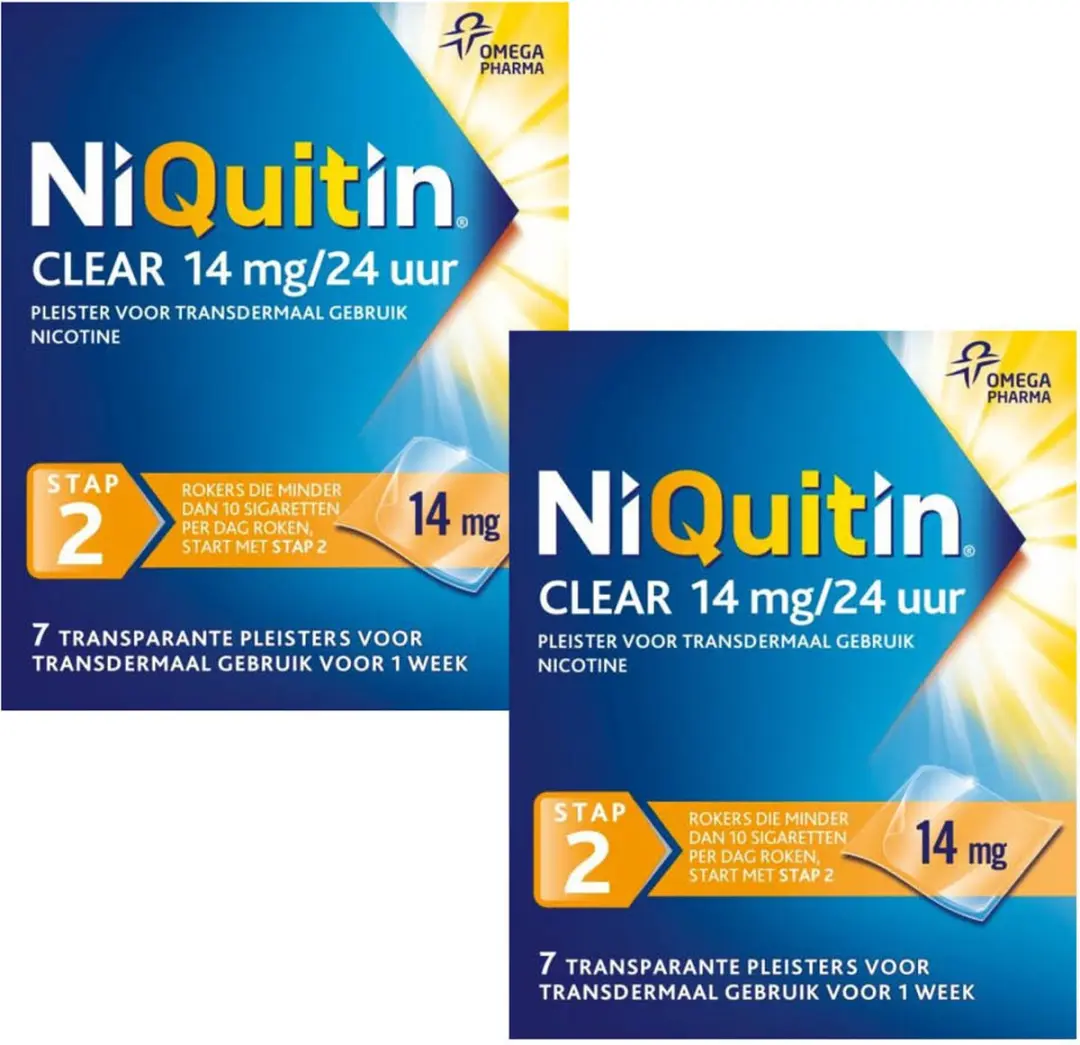 NiQuitin Clear Nicotinepleisters 14mg Stap 2 - 2x7 Stuks