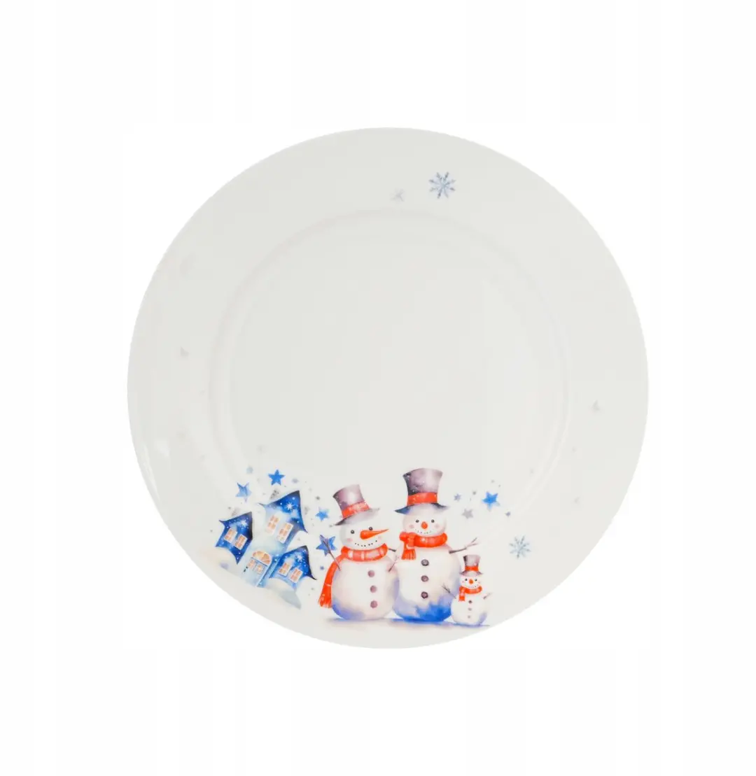 Duo Sneeuwman Kerst Dessertborden - 2 Stuks - Crème-wit