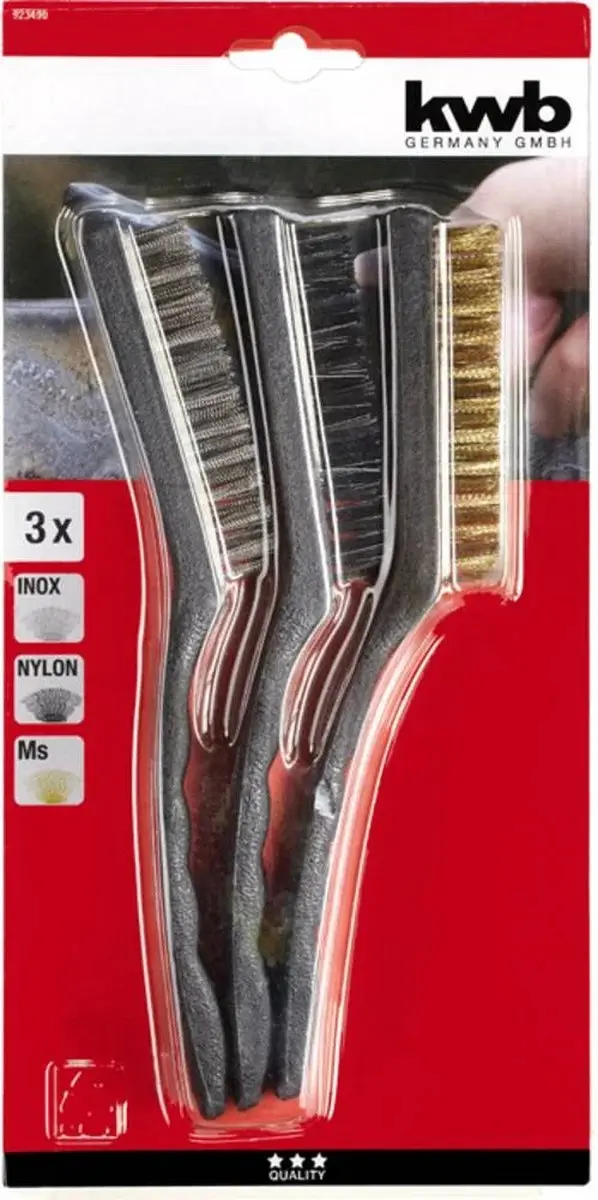 KWB Staalborstel Set 3 Stuks - RVS/Nylon/Koper