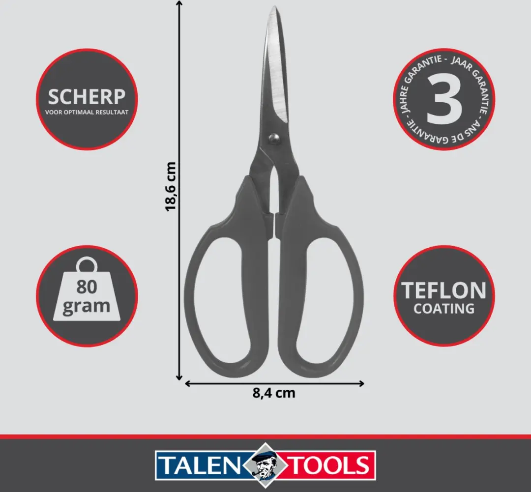 Talen Tools Multifunctionele Schaar Premium 19cm - Meerkleurig