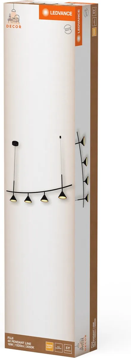LEDVANCE Decor Fuji 4XPendant Linear 16W - Zwart - afbeelding 6 van 6
