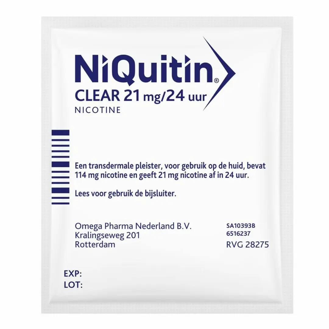 NiQuitin Clear Nicotinepleisters Stap 1 21mg - 42 Stuks