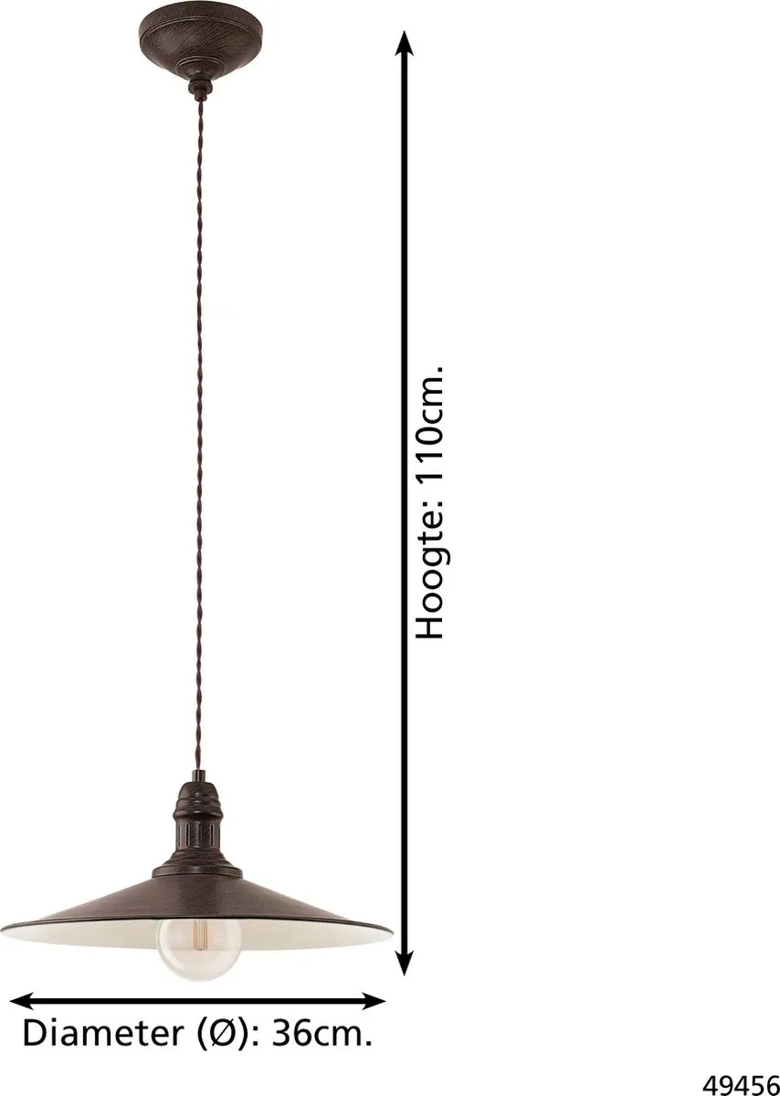 Eglo Stockbury Hanglamp - Ø360mm Antiek Bruin - afbeelding 6 van 6