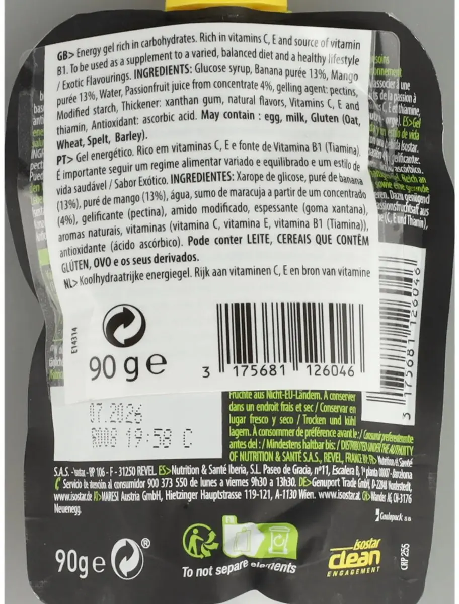 Isostar Actifood Energieboost 8x90ml - Passievrucht/Mango/Banaan