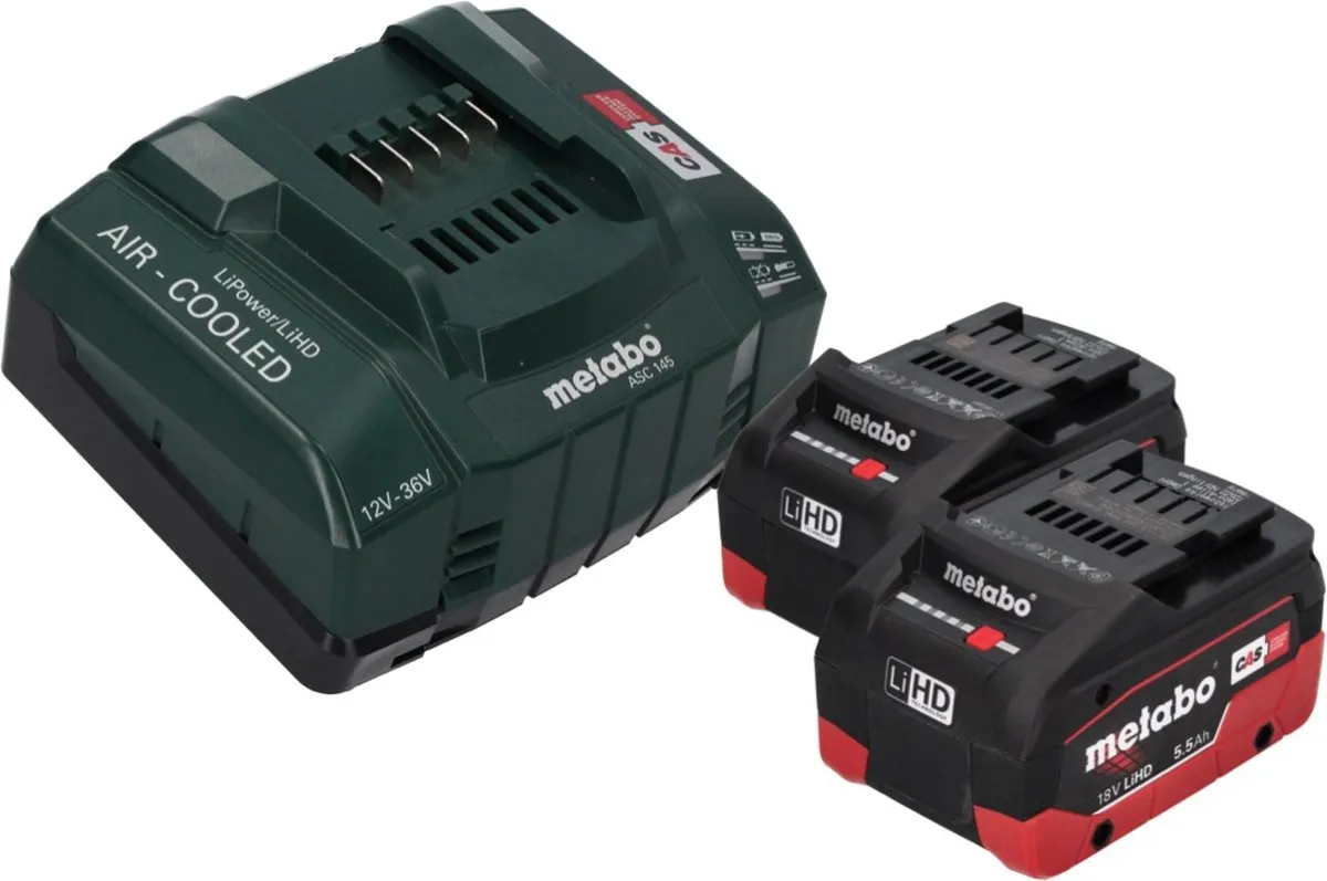 Metabo 685122380 Basisset LiHD Accu 2x 5,5Ah 18V - met ASC 145 Lader