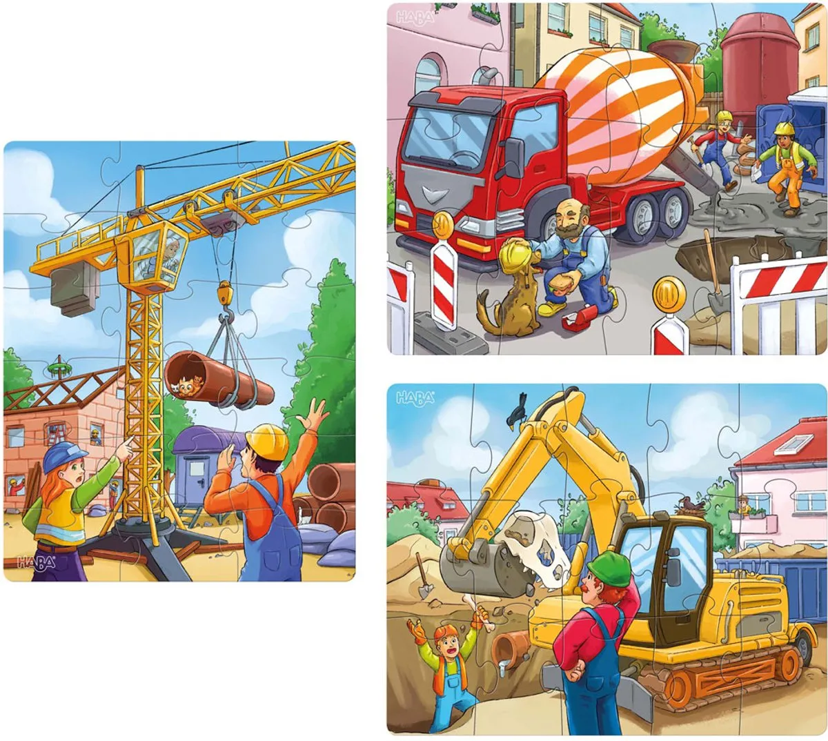 Haba Legpuzzel Bouwvoertuigen Junior 12 Stuks - 20x25cm - Multicolor
