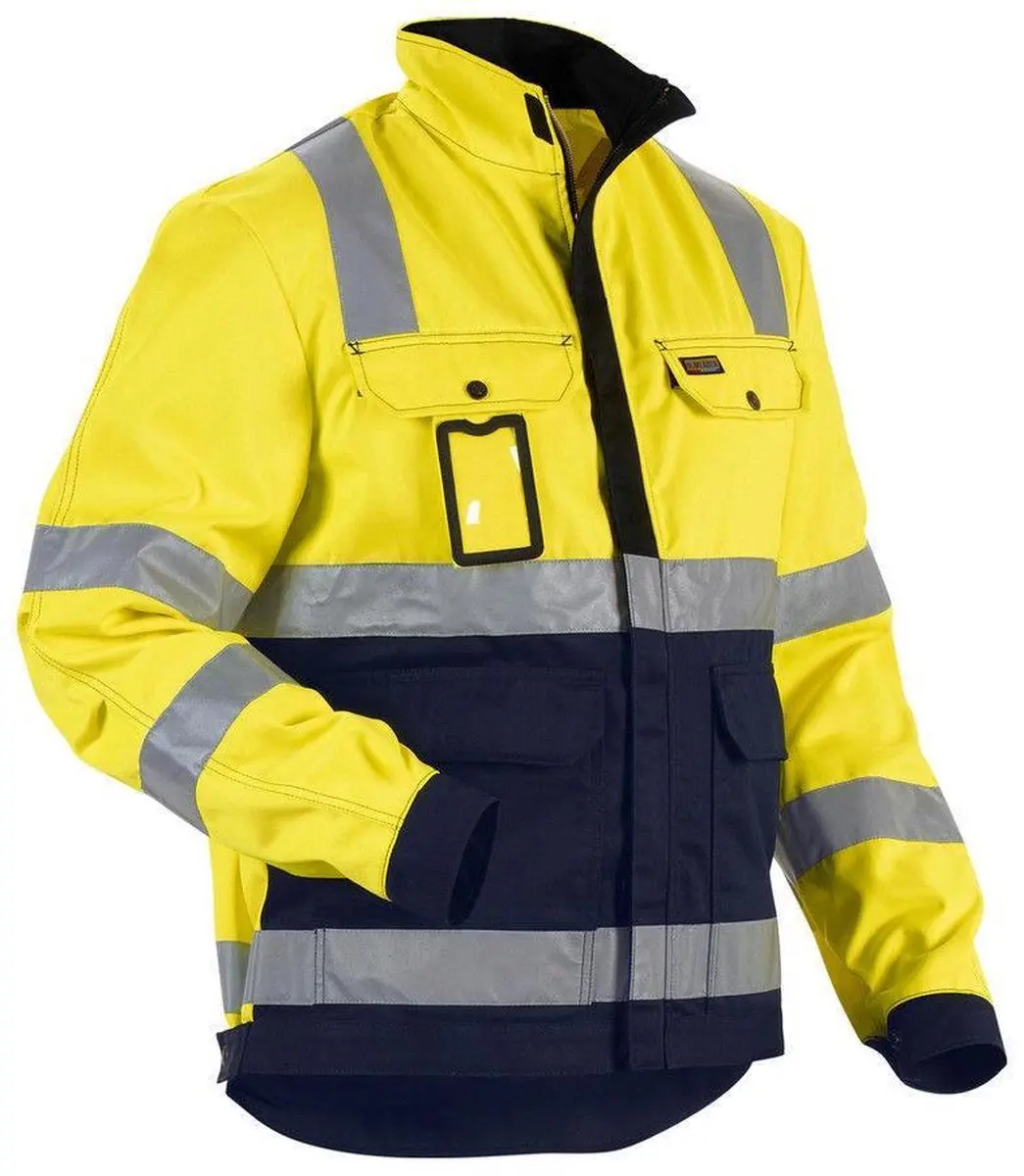Blåkläder 4023-1804 Jack Ongevoerd High Vis Geel/Marineblauw - XS