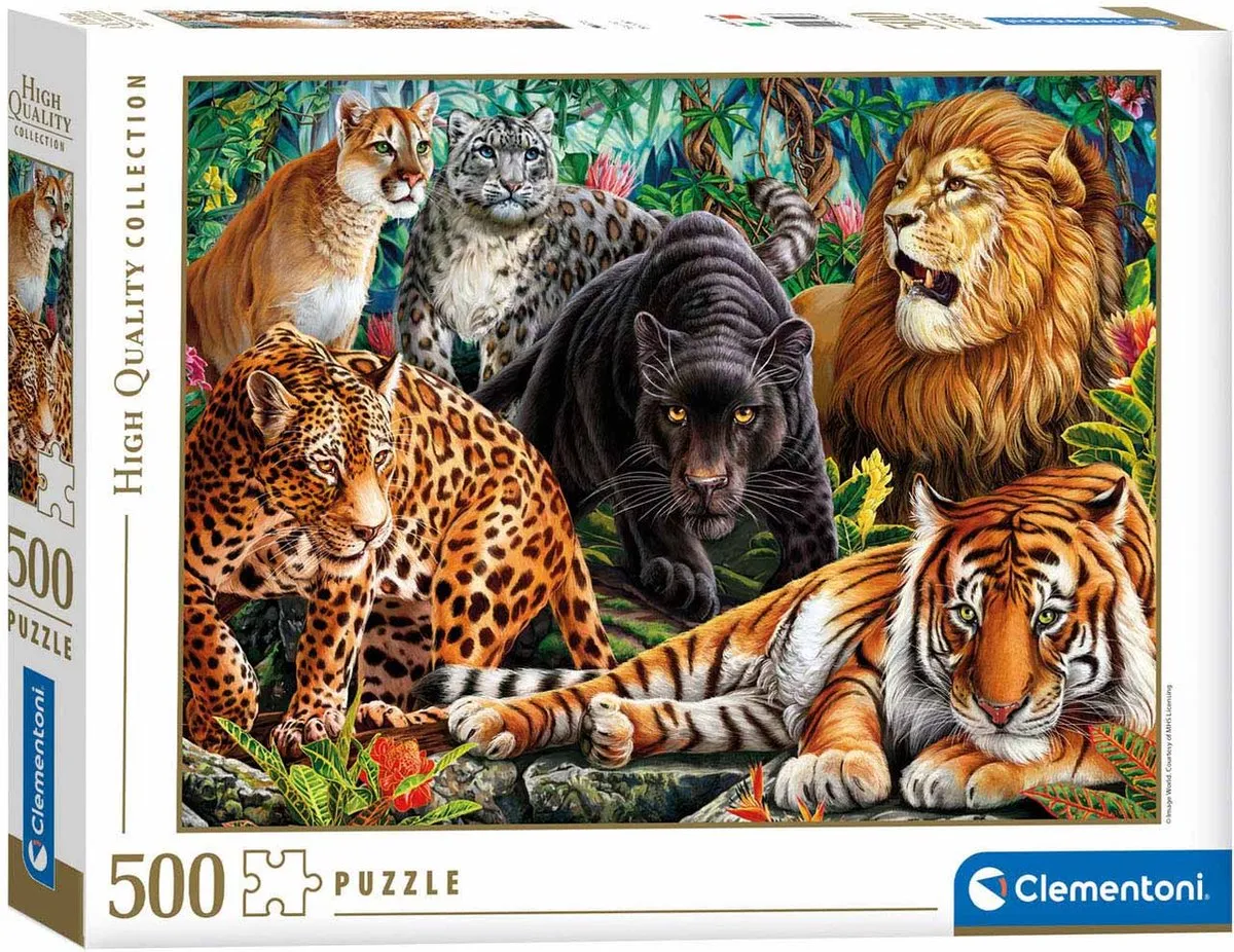 Clementoni Wilde Katachtigen Puzzel 500 Stuks - Multikleur