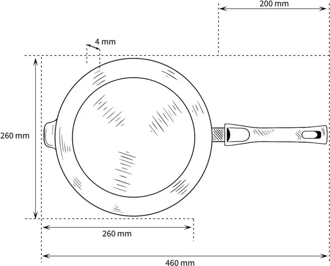 Eurolux Hapjespan 26cm - 1L - Zwart