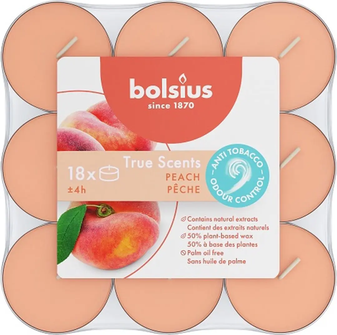 Bolsius True Scents Perzik Geurtheelichtjes 144 Stuks