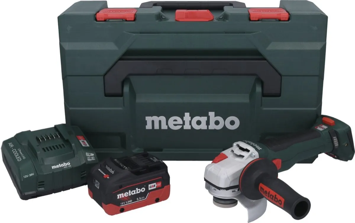 Metabo WB 18 LT BL 11-125 Haakse Slijper 125mm - 18V - 5,5Ah - met accu & lader